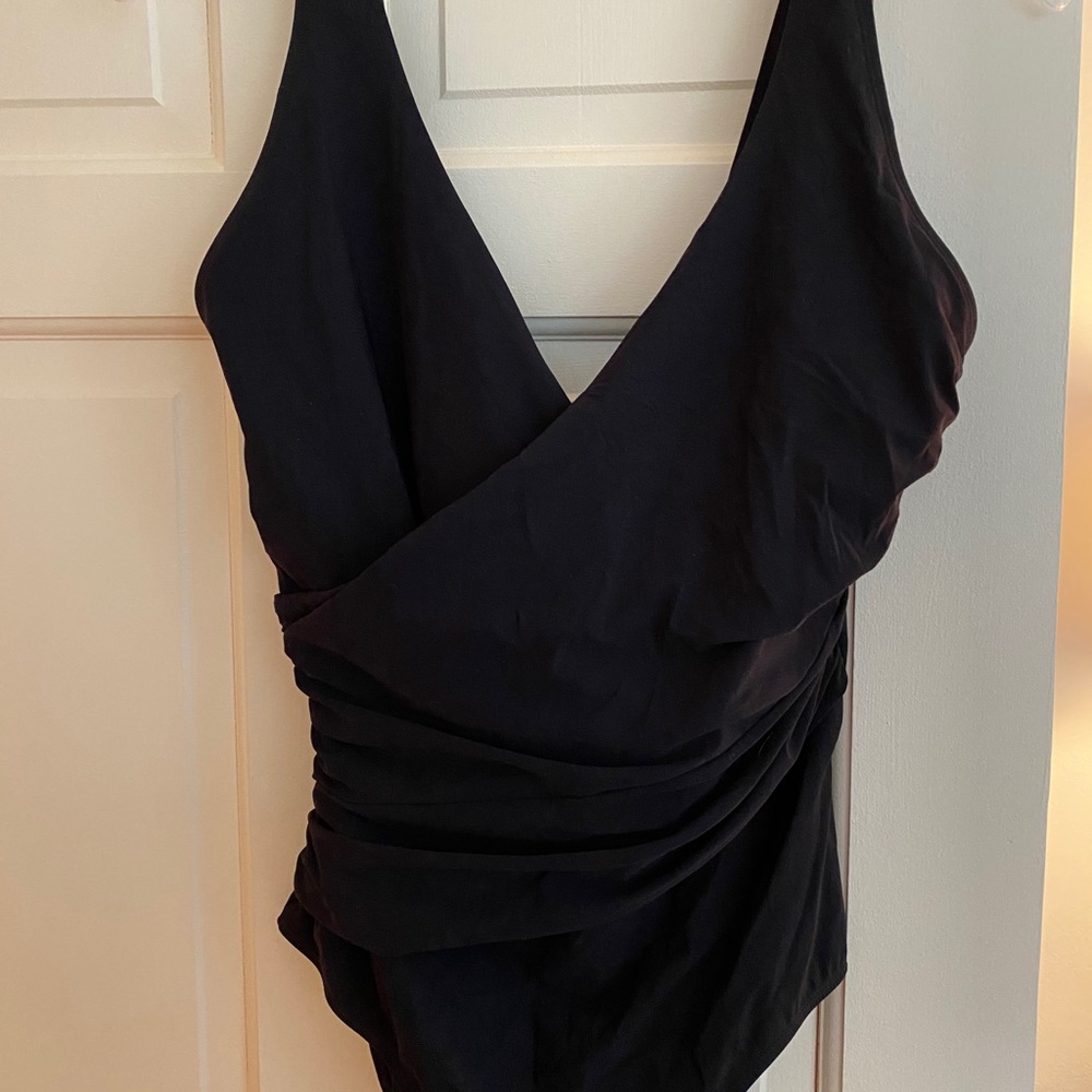 L.L. Bean classic V neck black swimsuit